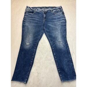 Silver Jeans Co Elyse Mid Skinny Jeans Distressed Blue Wash Women's Size 24 29